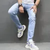 Fashion Streetwear Men Simple Solid Style Skinny Long Jeans Male Quality Casual Jogging Denim Pants For 240113