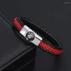 Link pulseiras punk único leopardo cabeça ímã corrente masculino charme macio couro esportivo jóias pulsera