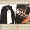 Synthetic Wigs Kalyss 36 Full Double Lace Braided Wigs with Boho Curly Ends Knotless Cornrow Box Braided Wig with Baby Hair Q240115