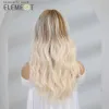 Perucas sintéticas ELEMENT HD Lace Front Wigs Cabelo sintético longo água ondulado Ombre marrom a loiro peruca de festa diária para mulheres transparente sem cola Q240115