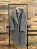 Maxmaras Coat Teddy Bear Womens Cashmere Casats Wool Inverno 2024 Novo Estreno Estilo Deep Sky Grey Fur Partícula Camelo Medi 12mn