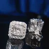 2024 Top Sell Stud Earrings Luxury Jewelry 925 Sterling Silver Princess Cut White 5A Cubic Zircon CZ Diamond Gemstones Square Women Wedding Earring Gift