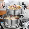 Double Boilers Steamer Pot Cookware Steaming Set Stainless Steel 3- Tier/ Layer Cooking With Lid 28cm