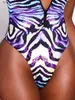 Swim Wear 2024 Costume da bagno da surf Manica lunga Zebra-stripe Costumi da bagno Donna Cerniera Un pezzo Rashguard Abbigliamento da sub Costume da bagno L240115