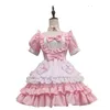 Sexy Cute Pink Maid Dress Japanese Sweet Female Lolita Dress Role Play Come Halloween Party Cosplay Anime Maid Uniform Suit L22071318u