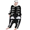 Esqueleto humano adulto Kigurumi para Halloween e Dia dos Mortos Mulheres e Homens Onesie Skull Costume299e