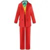 Costume a tema Clown Joker Come Red Suit Giacca Pantaloni Camicia Abiti Halloween Arriva per bambini Uomini Carnevale Masquerade Party Joker Cosplay