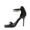 Sandales de marque de luxe pour femmes, chaussures à talons hauts de 10CM, 100% perles de soie véritable, fabriquées en italie, taille 35-42