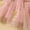 Sukienki dla dziewczynek pudcoco maluch dziewczyn sukienka kwiat haftowany rucha siatki krótkie rękaw Baby Summer Casual Princess 6m-4T