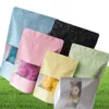 100pcs/Lot Food Bag Transparent Fenster Aminum Folienbeutel Flacher unten Metallic Mylar Schwarzer Zip -Bag9882023