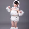 女の子のためのかわいい白い犬の踊りの衣装幼稚園児服子供衣装動物Qerformance317d