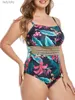 Traje de baño Floral de gran tamaño con estampado de belleza, traje de baño de una pieza para mujer, traje de baño ahuecado, bañistas femeninos, traje de baño para nadar, ropa de playa L240115