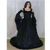 Dames Middeleeuwse Cosplay Renaissance Lace Up Batwing Mouw Vloerlengte Jurk Vintage Jurk Swing Maxi Lange Jurk S-5XL L220714292L