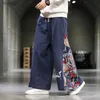 Pantaloni da uomo Respzed - Pantaloni da uomo a gamba larga in cotone e lino stile streetwear retrò 5xl YQ240115