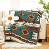Bohem ekose pamuklu dekoratif battaniyeler yatak kanepe için kamp piknik battaniye mat goblen sandalyesi kanepe slipcover 240115