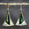 Dangle Earrings Vintage Triangle Green Resin Crochet For Women Tribal Fashion Jewelry 2024 Pendientes Wholesale D386