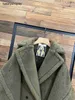 Maxmaras Coat Teddy Bear Womens Cashmere Płaszcze wełna wełna zima 2024 Nowy styl gwiazdy armii zielona futro cząsteczka wielbłąda po prostu len s0lj