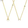 Andywen 925 Sterling Silver Gold Small 26 글자 A- z zircon cz 펜던트 모노그램 목걸이 me 초기 알파벳 m a 보석 220121230c