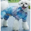 Dog Apparel Gradient Contrast Stitching Pet Products Raincoat Fashion Walking Waterproof Hooded Rain Coat Loose Cute Puppy Raincoats
