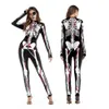 2018 Nuovi vestiti cosplay di Halloween per le donne Costumi modello scheletro umano Festa di Halloween attillato stampato a maniche lunghe Body212L