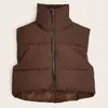 Automne hiver col montant élégant vers le bas manteaux gilet décontracté vêtements d'extérieur ceinture sans manches en plein air avertir femmes gilets vestes 240115