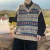 Gilet da uomo Abbigliamento scozzese senza maniche maglione lavorato a maglia blu gilet grafico maschile gilet casual stile coreano moda ampia A