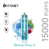 Hifancy Star 15000 Puffs Bar 0 % 2 % 5 % Mesh-Spule elektronische Zigarette Puff Einweg-Vape-Stift 650 mAh wiederaufladbare Vaper 26 ml vorgefüllte Karren Pods Crystal Vape