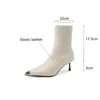 Boots 2024 Autumn Winter Women Metal Pointed Toes High Heel Short For Elastic Skinny Zapatos De Mujer Female