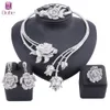 Bruiloft Bruidsaccessoires Goud Kleur Kristal Roos Bloem Ketting Oorbellen Ring Bangle Vrouwen Verklaring Sieraden Set 240115