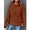 Sudadera de color liso para mujer Otoño Invierno con capucha y cuello redondo y manga larga 240115