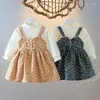 Mädchenkleider, Frühlingsherbst, Mädchenkleid, Lolita-Stil, blaue Schleife, plissierte Kleider, Baby-Prinzessin für Mädchen im Alter von 1 bis 4 Jahren