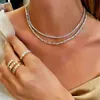 Luster smycken 10k 14k Pure Gold Created Halsband Gruwn Stone Tennis Chain Lab Diamond Armband