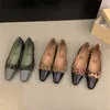 Suojialun 2024 Spring Brand Women Flat Flaty Fashion Leopard Print Slip lext on Ballerinas Shoes Flat Heel Press Ballet S 240115