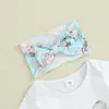 Ensembles de vêtements VSQWLZT Infantile bébé fille tenues de Pâques à manches courtes barboteuse pompon shorts bloomers bandeau 3 pièces