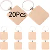 Keychains 20st Square Wood Blank Key kedja Trä Keychain -leveranser för Craft Party Home Decoration Christmas Pendant