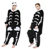 Esqueleto humano adulto Kigurumi para Halloween e Dia dos Mortos Mulheres e Homens Onesie Skull Costume253d