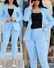 2st Pants Set Women Business Office Set for Ladies Elegant Outfits Lapel Collar Fashion Blazer kostym Jacka och byxor uppsättningar 240115