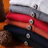 Hommes Cardigan chandails coton tricoté couleur unie tricots à manches longues col en V bouton lâche tricot mâle vêtements de sport 240115