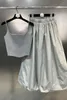 Robes de travail Absgd 2024 Summer Taille Slim Strap avec Fluffy High Half Jupe Junior Designer Set pour les femmes