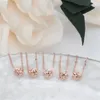 Anéis de cluster 585 ouro roxo 14k rosa corrente a céu aberto flor de pêssego para mulheres fino delicado petite doce jóias de noivado