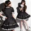 Shanghai Story Japanese Sweet Maid Dress Cosplay Maid Costume cute Lolita Apron Dress Set Service Costume Black289a