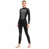 Roupa de banho feminina 3mm neoprene wetsuit de uma peça manga longa quente masculino mergulho surf maiô protetor solar esportes aquáticos preto