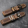 Titta på band handgjorda huvudlager Cowhide Watchband 20 22 24mm Dark Brown Soft Men's Thicked Vintage Strap äkta läder