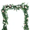 Flores decorativas 5.7FT Hoja de sauce artificial Ratán Simulación Rama Planta Verde Boda Hogar Fiesta al aire libre Decora Garland