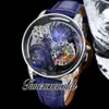 RMF AT112.31.DR Astronomia Tourbillon Relógio mecânico masculino Iced Out Paved Baguette Diamonds 3D Art Black Dragon Dial Couro Super Edition Timezonewatch A06a
