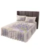 Юбка-кровать, винтажная текстура дерева, лавандовое эластичное покрывало с наволочками, наматрасник, комплект постельного белья, простыня