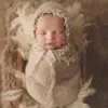 Born pographie vêtements Mohair HatWrap 2 pièces/ensemble bébé Po accessoires Studio tir infantile bonnet tricoté enveloppes 240115