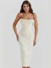 女性のためのエレガントなバックレスタッセルドレスファッションノースリーブストラップレススリムフィットドレス