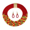African Style Jewelry Sets Colorful Multi Layer Woven Chain Magnetism Button Bohemian Choker Collar Necklace Drop Earrings Set 240115