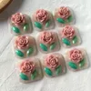 Decoratieve Beeldjes 2 stuks Niche Ontwerp 3d Rose Bloem Bladeren Mica Vierkant Azijn Plaksteen Cabochon Voor DIY Sieraden Maken Accessoires